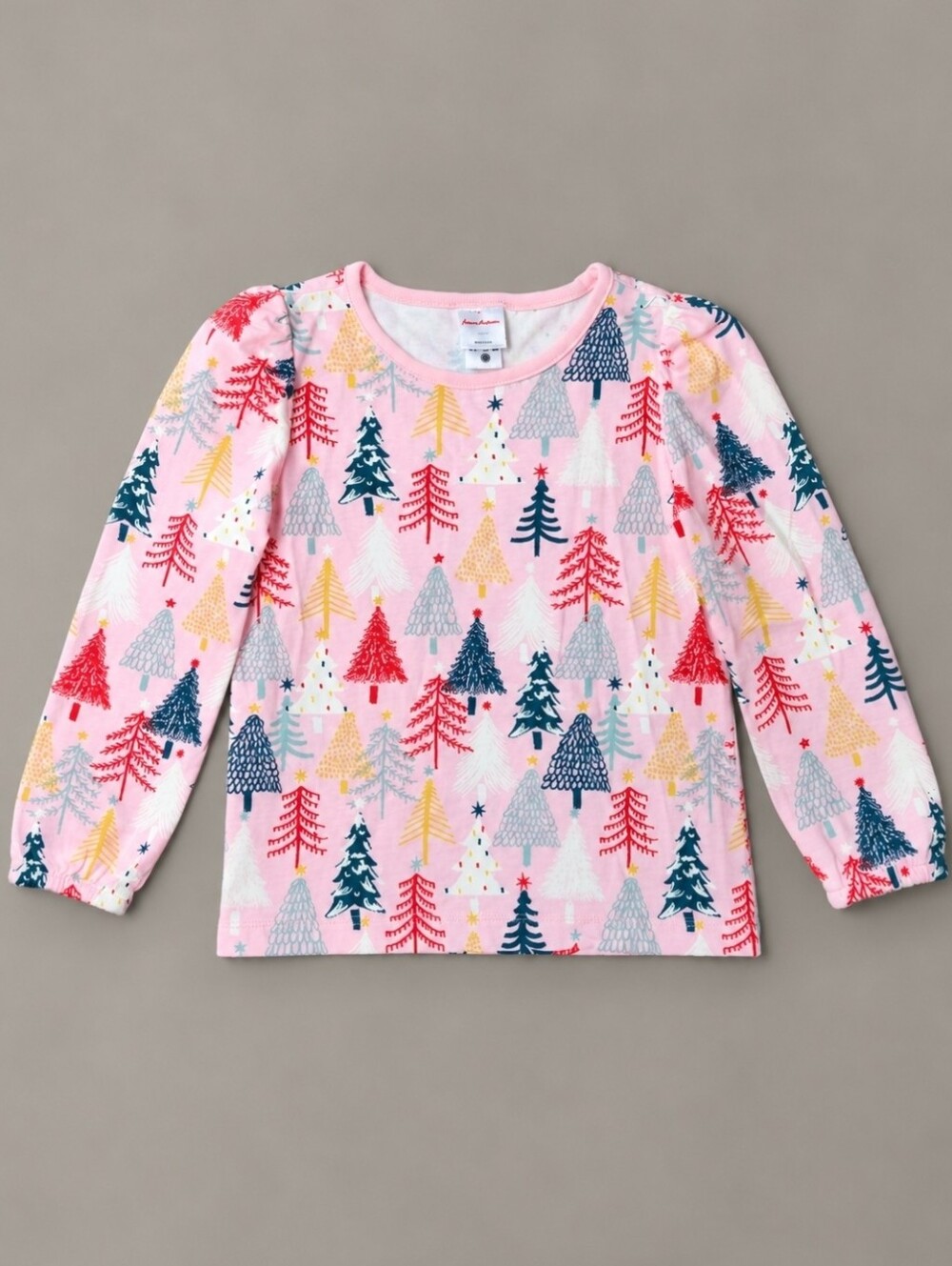 Hanna Andersson Twinkling Trees Pink Holiday Top Girls 5 110 NWOT H22